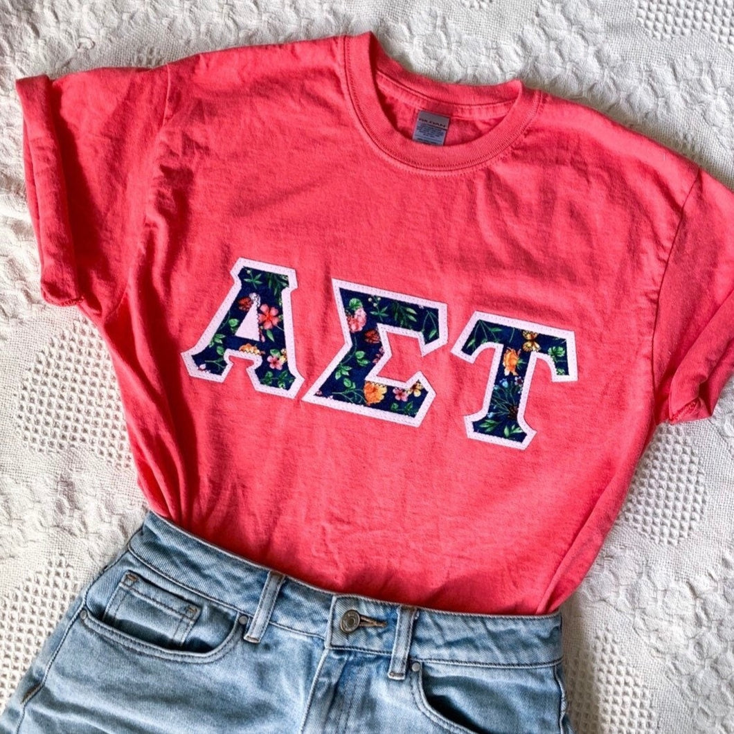 Coral Butterfly Sorority Letters
